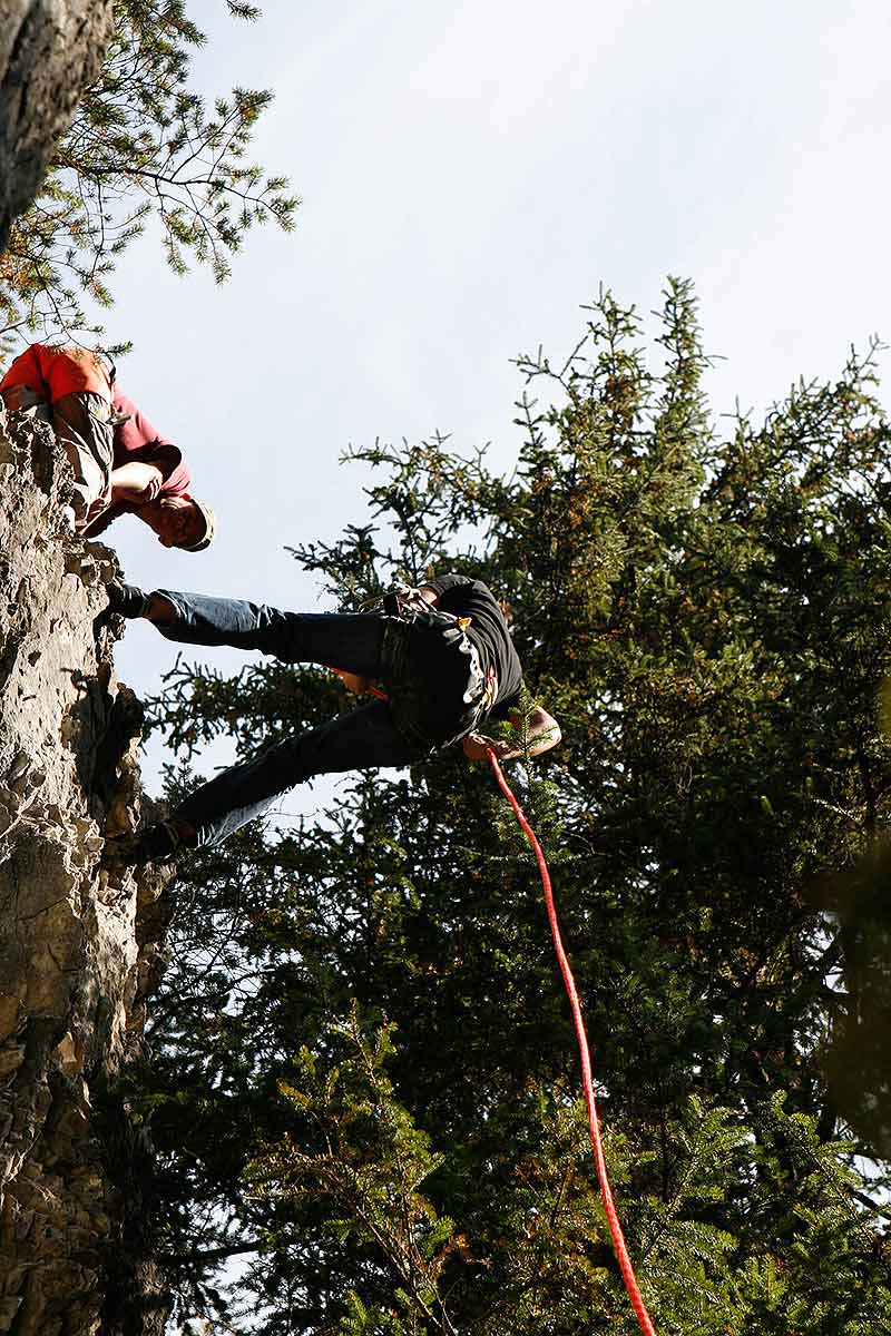 Abseilen am Fels